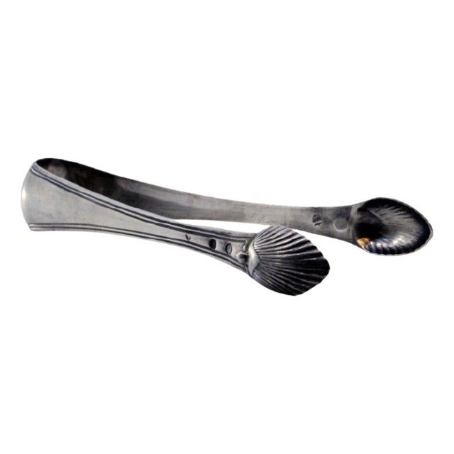 Silver Sugar Tongs with Shell-Shaped Trim and Tongs For Sale