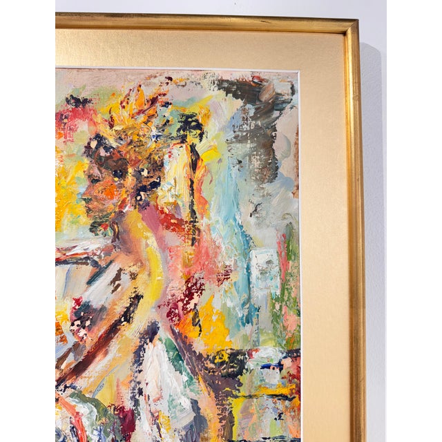 Paint Mid-Century Expressionist Oil Painting of Seated Woman, Signed Schoonmaker For Sale - Image 7 of 12