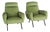 Vintage Italian Lounge Chairs in Green Velvet, 1960s, Set of 2 For Sale