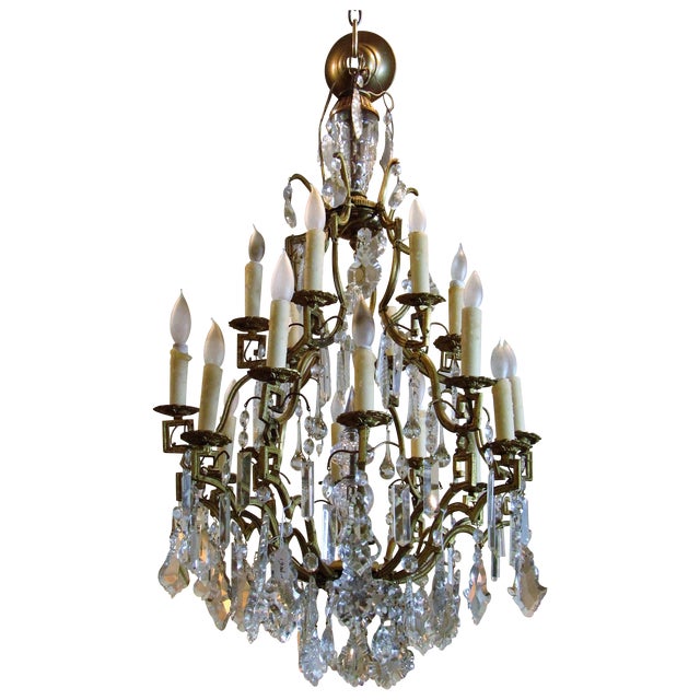Antique Gold Metal Crystal Chandelier Chairish