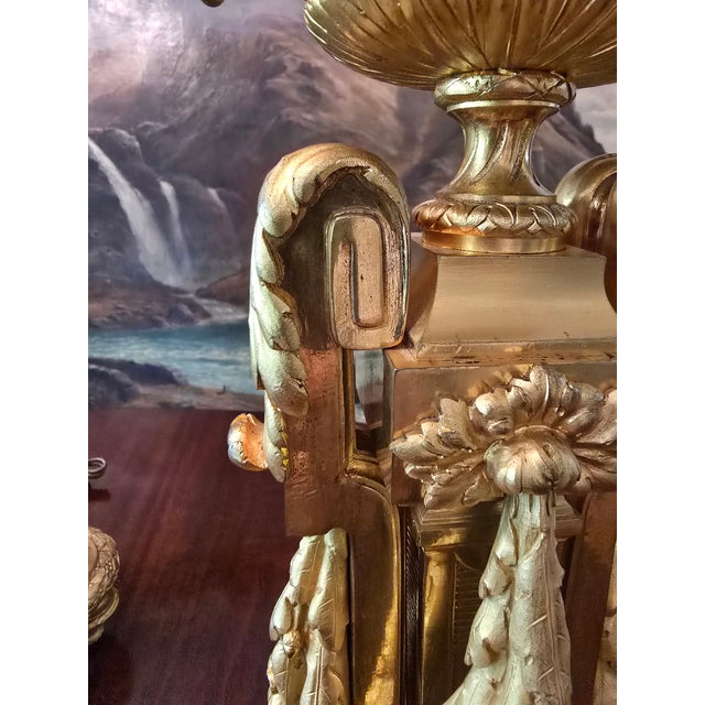 French Antique Louis Xv Royal Bronze Pair Gilded Lamps Candleabra - a Pair For Sale - Image 3 of 17