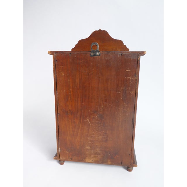 Art Nouveau Small Wooden Cabinet with Bronze Ornaments & Carved Details For Sale - Image 3 of 11