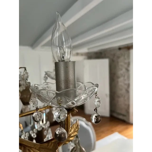 Crystal & Murano Glass Gold Leaf Chandelier For Sale - Image 11 of 13