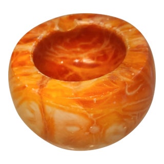 Vintage Orange Alabaster Cigar Ashtray For Sale