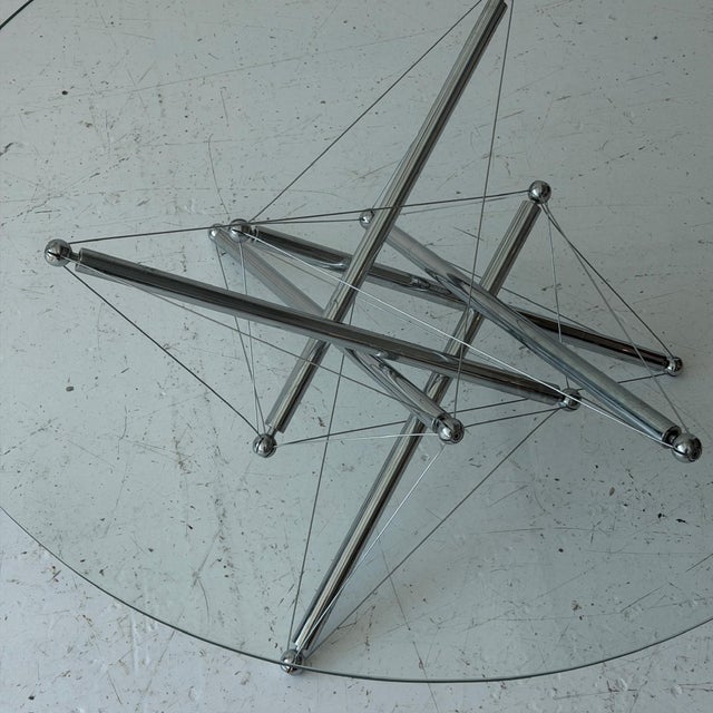 c. 1980s. Italy. Matching dining table available. Glass top with chrome base.
