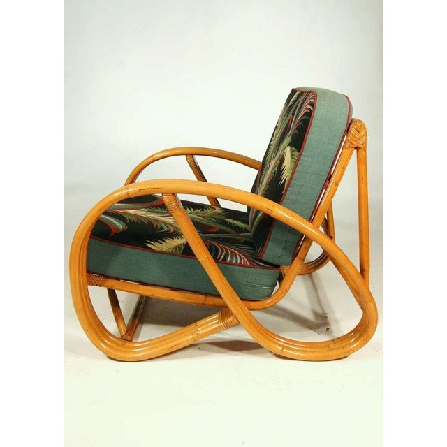 Restored Mid Century Round Pretzel Arm Rattan Chair Set For Sale - Image 4 of 5