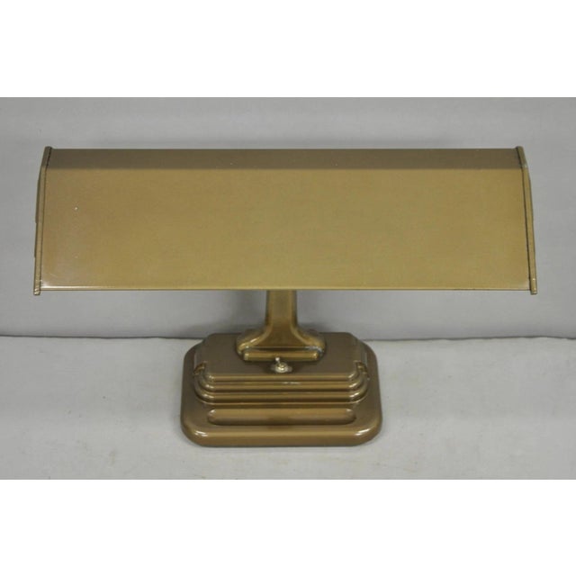 Vintage Mid Century Modern Art Deco Metal Bronze Finish Bankers Table Desk Lamp For Sale In Philadelphia - Image 6 of 12