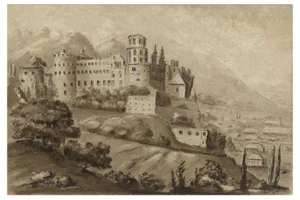 James Hamilton Stanhope, Heidelberg Castle from the Neckar, 1819, Watercolour