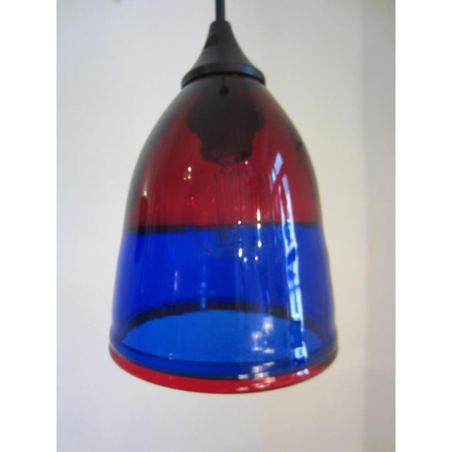 Small Murano Glass Hanging Lamp in Blue Red, 1990s For Sale - Image 3 of 8