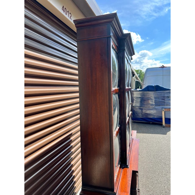 Mid 20th Century Mahogany English Georgian Style Bubble Glass Secretary Bookcase For Sale - Image 10 of 13