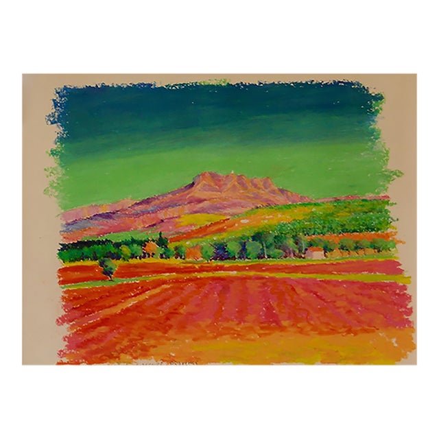 Provence, Early 21st Century, Oil Pastel of Landscape France by K.B. Hancock, 2000s For Sale