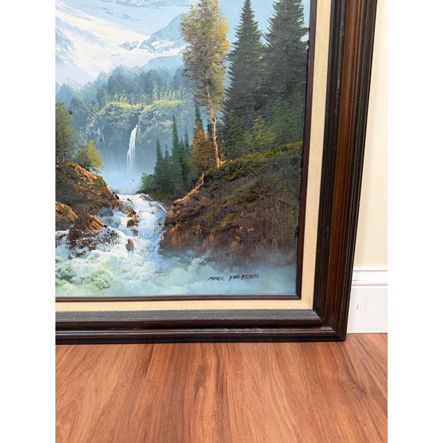 1970s Signed Mountain Landscape Oil Painting For Sale - Image 16 of 18