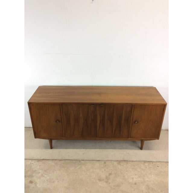 American of Martinsville Mid Century Modern Credenza With Unique Diamond Front Cabinet Doors by Albert Parvin for American of Martinsville For Sale - Image 4 of 12