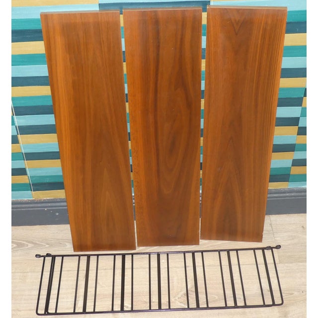 Vintage String Shelf Unit in Walnut and Teak, 1960s For Sale - Image 10 of 12