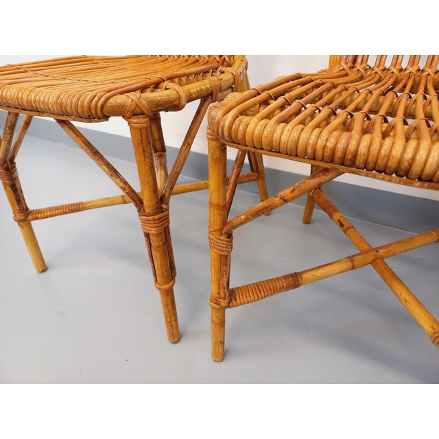 Vintage Rattan Chairs by Adrien Audoux & Frida Minet, 1960s, Set of 4 For Sale - Image 9 of 18