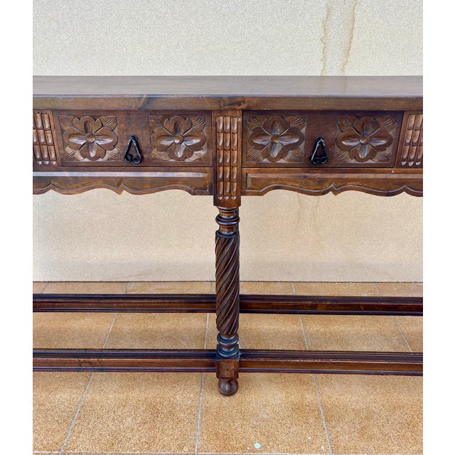 Spanish Baroque Style Hardwood Console Table, 1920s For Sale - Image 10 of 15
