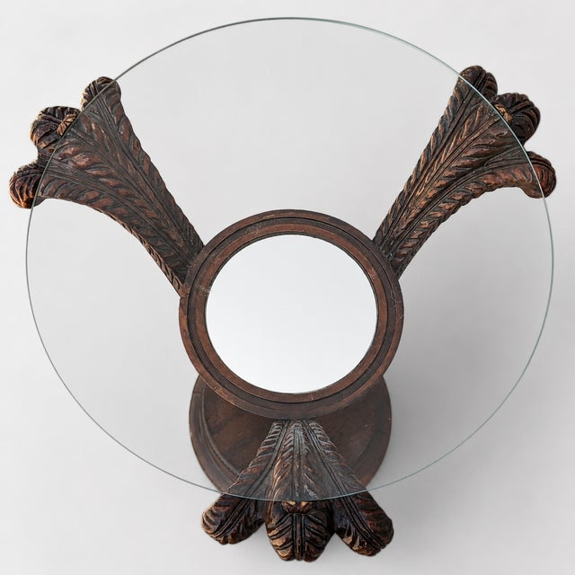 Art Nouveau Carved Wood and Glass Pedestal Side Table, Early 20th Century For Sale - Image 13 of 13
