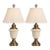 Vintage Neoclassical Cream Ceramic Urn Lamps With Pleated Ivory Shades - a Pair For Sale