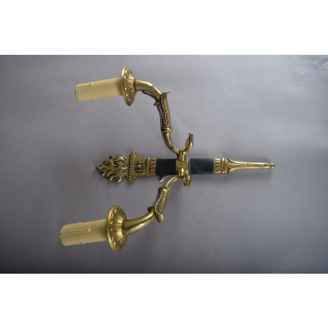 Vintage French Empire Style Torch Wall Sconces in Gilt Bronze, 1950s, Set of 4 For Sale - Image 6 of 18