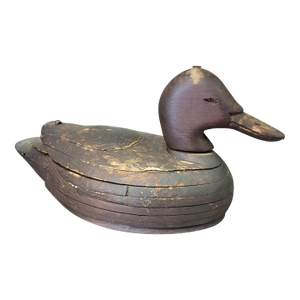 1905 Primitive Ring Cut Layered Wood Duck Decoy by Ted Grondski (Massachusetts)