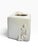 Elegant and sculptural white ceramic tissue box cover featuring a minimalist square silhouette accented by dimensional,...