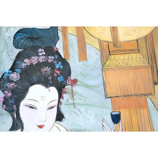 Textile Hua Sanchuan a Night Banquet Contemporary Figurative Asian Acrylic Painting on C For Sale - Image 7 of 9