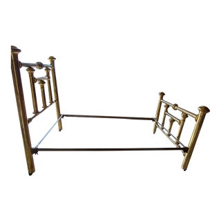 1900s Full Size Antique Brass Bed Frame For Sale