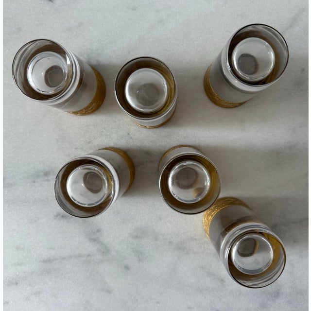 Vintage Cambridge Tumblers With Etch Gold Bird Design - Set of 6 For Sale - Image 11 of 11