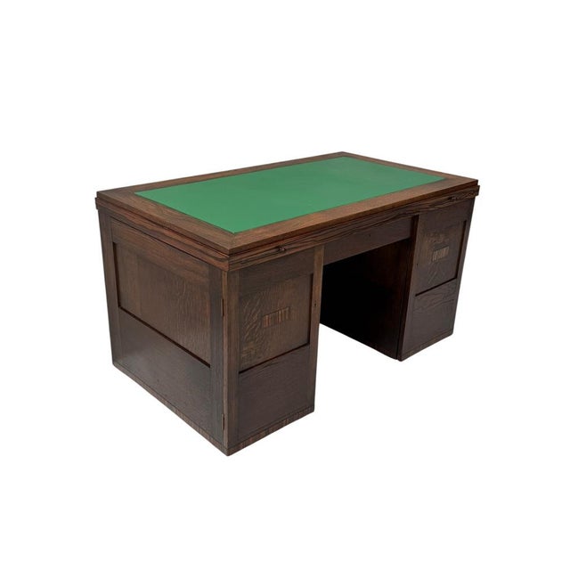 Art Deco Modernist Desk and Armchair in Oak, 1920s, Set of 2 For Sale - Image 10 of 18