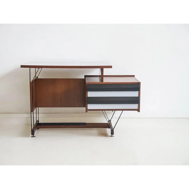 Wooden Writing Desk with Metal Structure, Italy, 1960s For Sale - Image 16 of 16