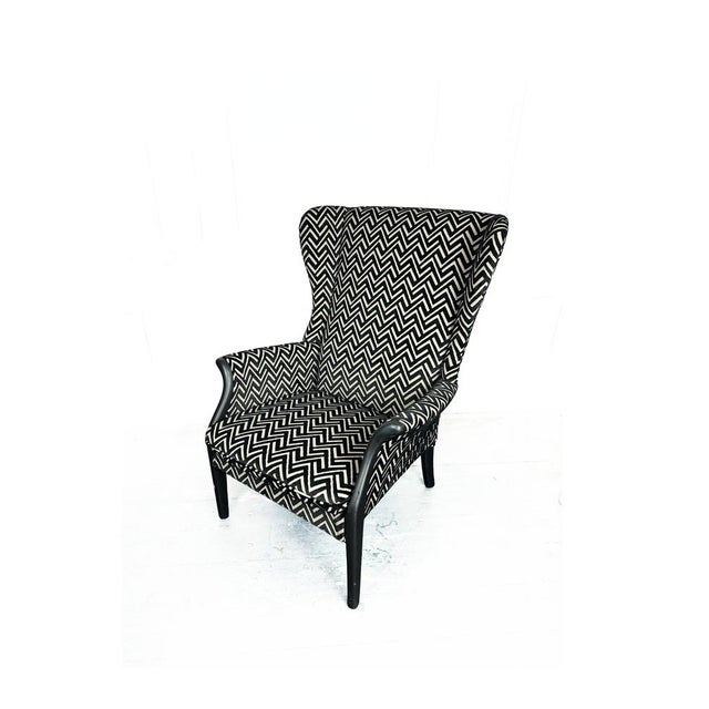 Mid-Century Modern #750 Froxfield Wing Back Chair in Mono Velvet Jacquard by Parker Knoll, 1980s For Sale - Image 9 of 12