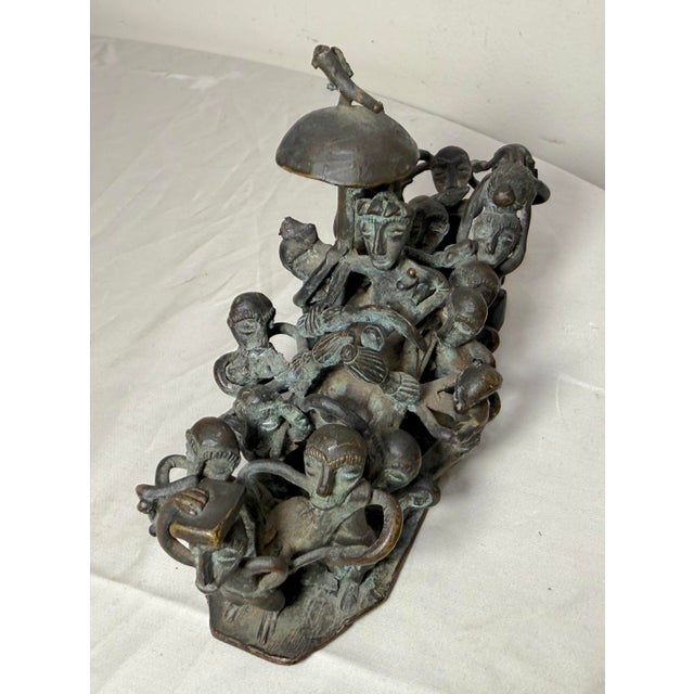 Metal Antique 19th Century Ashanti King From Ghana Detailed Figural Bronze Statue For Sale - Image 7 of 16