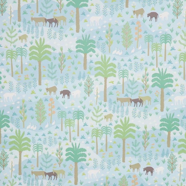 Schumacher Sample - Schumacher Las Colinas Wallpaper, Blue For Sale - Image 4 of 4