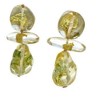 Gerda Lynggaard for Monies Lucite Dangle Earrings With Gold Foil For Sale