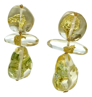 Gerda Lynggaard for Monies Lucite Dangle Earrings With Gold Foil