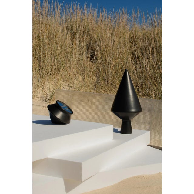 Black 15 Decorative Object and Table Mirror in Bucchero by Studio Lievito + Maddalena Vantaggi For Sale - Image 4 of 6