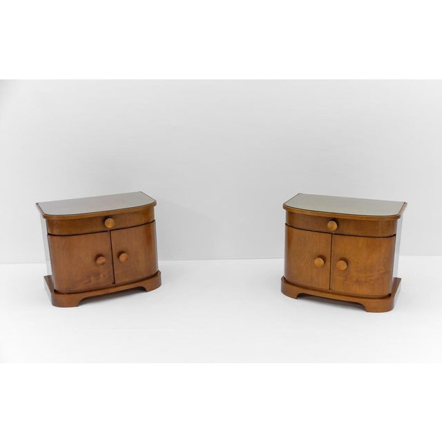 Mid-Century Modern Austrian Art Deco Wooden Nightstands, Set of 2 For Sale - Image 3 of 18