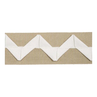 Sample - Schumacher Lazare Applique Tape in Ivory on Natural For Sale