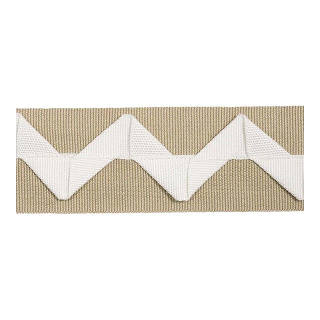 Sample - Schumacher Lazare Applique Tape in Ivory on Natural For Sale