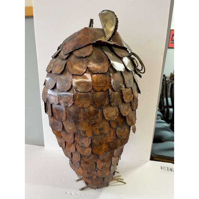 Brass Late 20th Century Copper and Brass Owl Sculpture For Sale - Image 8 of 10