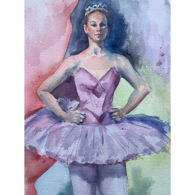 1980s 1980s Original Watercolor of a Ballerina For Sale - Image 5 of 6