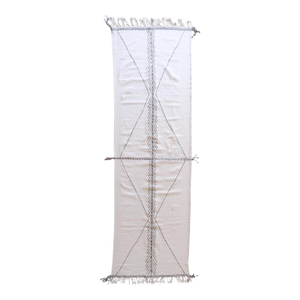 Moroccan White Kilim Zanafi Runner Rug - 14.3 X 4.3 Ft