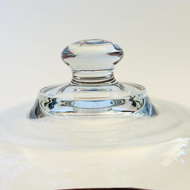 Vintage Glass Cloche on Teak Base For Sale - Image 4 of 11
