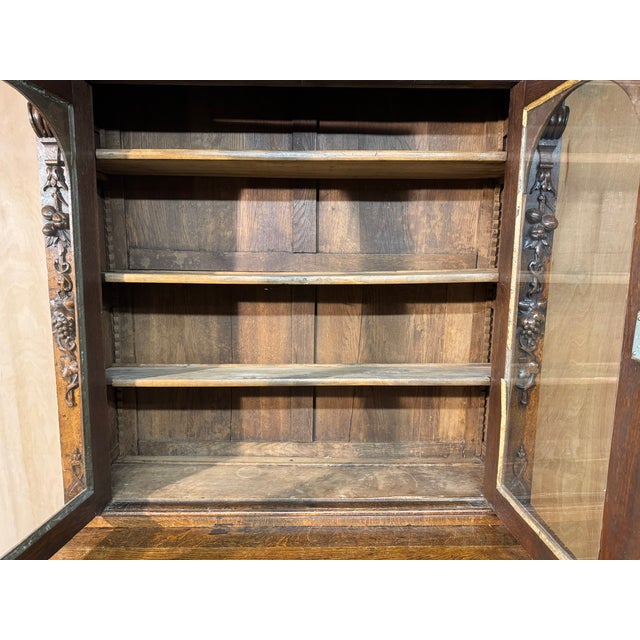 French Carved Oak Hunting Cabinet, 1860 For Sale - Image 3 of 14