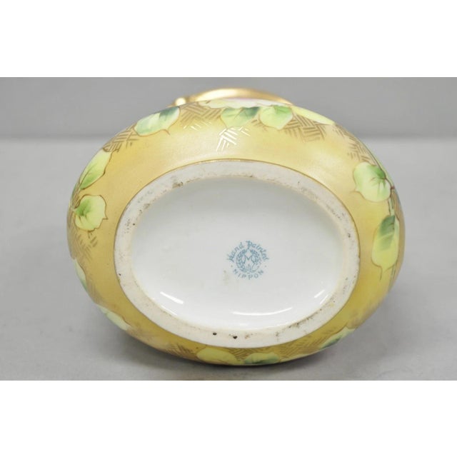 Antique Nippon Hand Painted Porcelain Twin Handle Vase W /Flowers & Lake Scene For Sale - Image 13 of 15