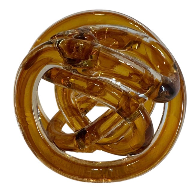 Amber Vintage Amber Infinity Knot Glass Sculpture For Sale - Image 8 of 8