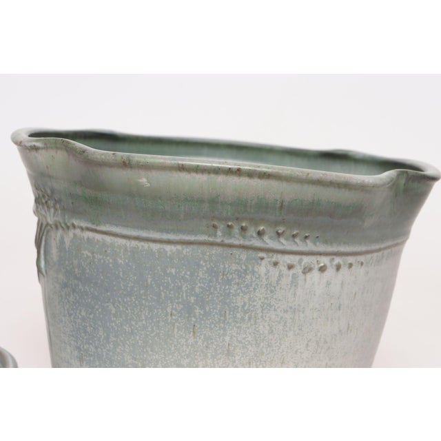Vintage Green Matte Glaze Botanical Ceramic Planter With Plate by Deanna Nichols For Sale - Image 10 of 18