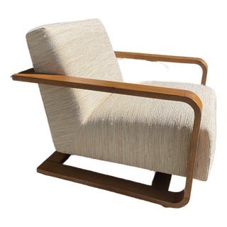 Solid Oak Lounge Chair For Sale