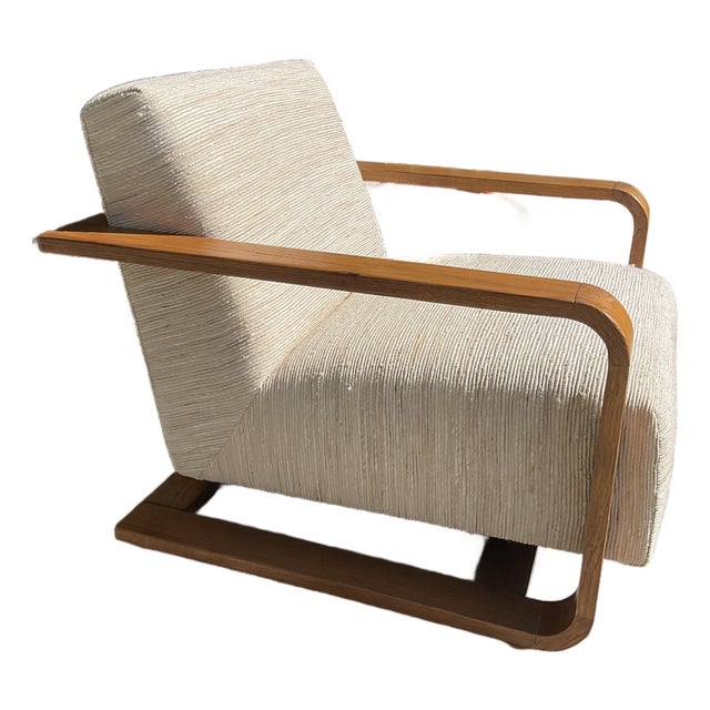 Solid Oak Lounge Chair For Sale