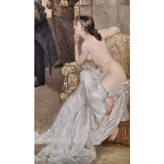 Albert Jean Adolphe-Nude Model in Paris Artist Studio-1898 Oil Painting For Sale - Image 9 of 12